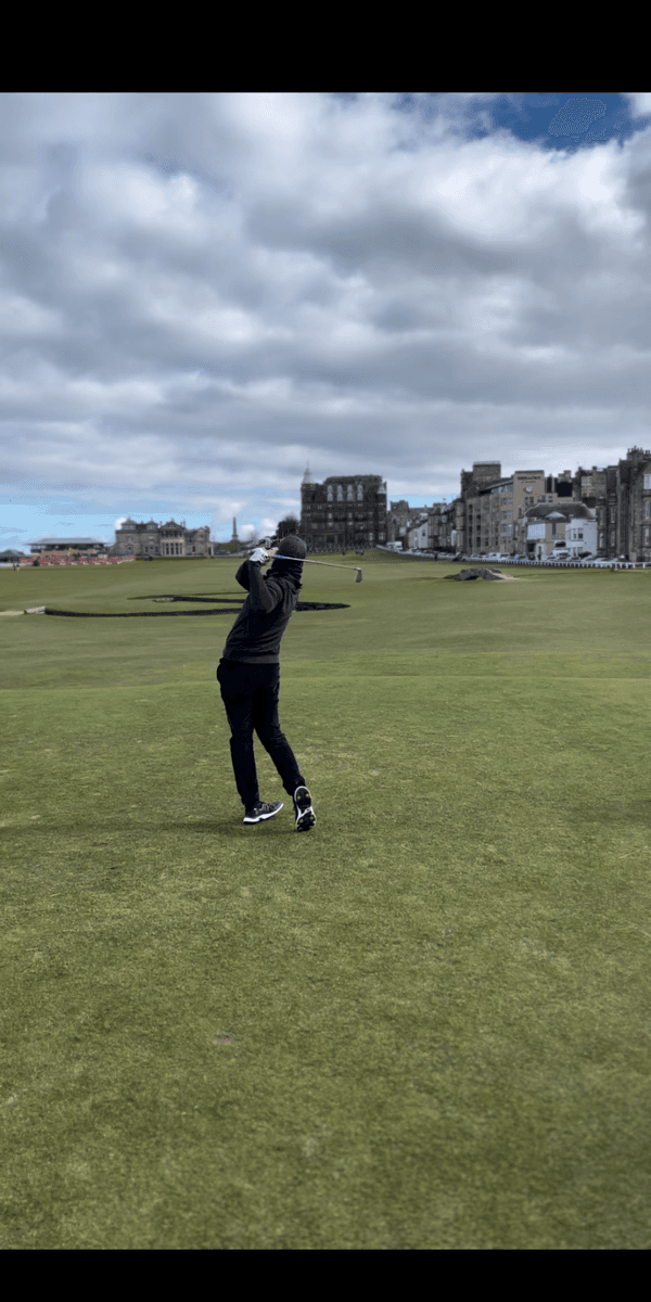 Julian playing golf at St Andrews